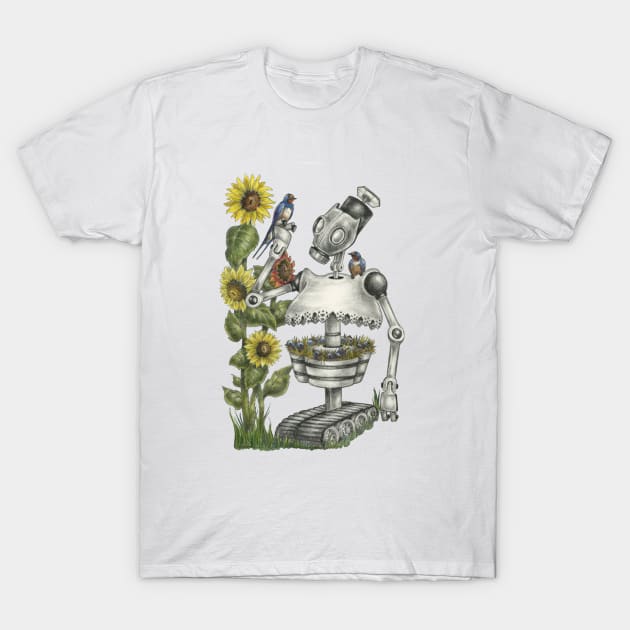 Barn Swallow Robot T-Shirt by hnewmanart